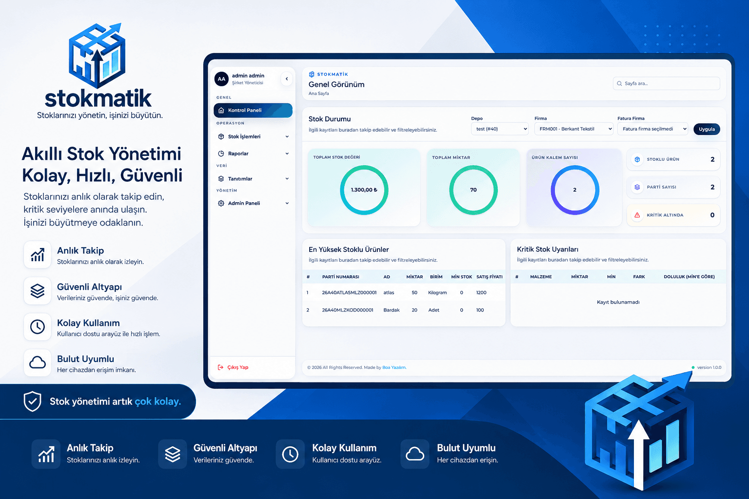 Stokmatik paket program arayüz görseli