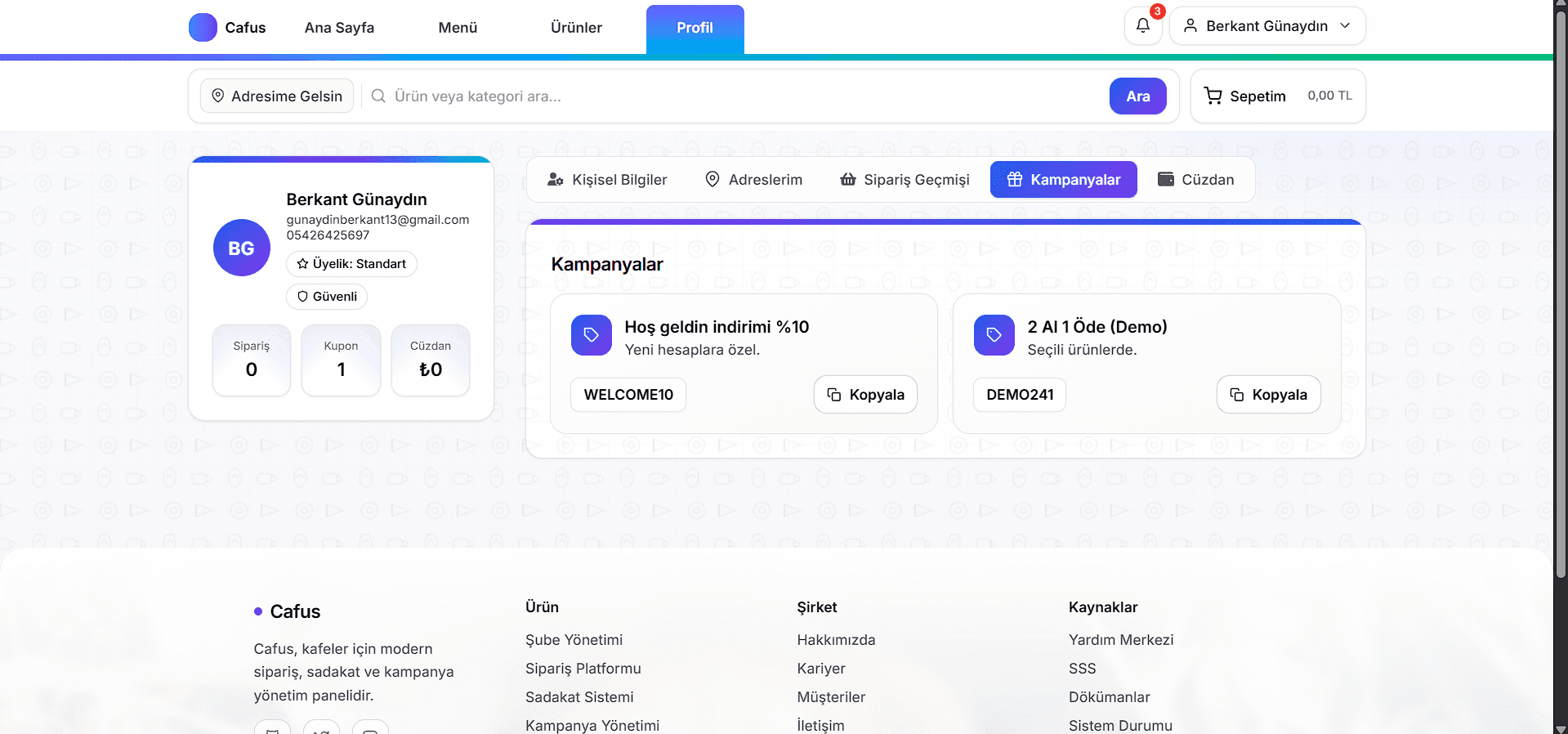 Uyarılar ve sistem durumu kartları (kurulum adımları / bildirimler)