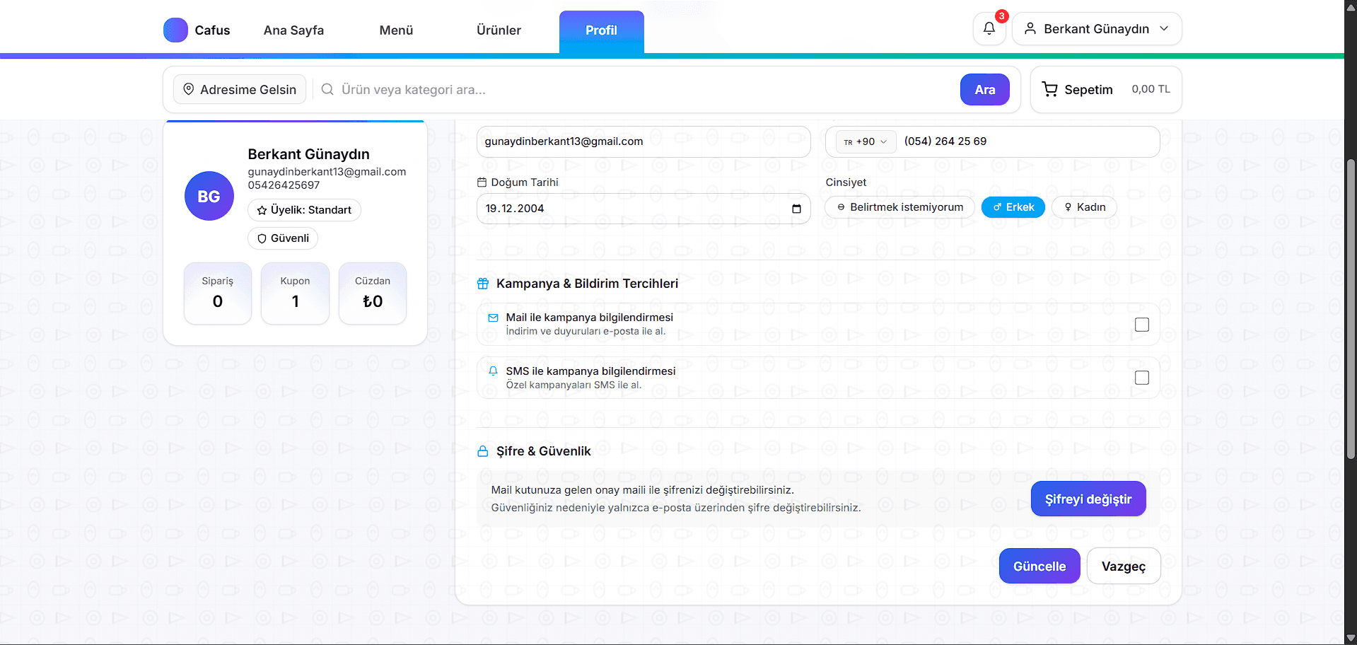 Uyarılar ve sistem durumu kartları (kurulum adımları / bildirimler)