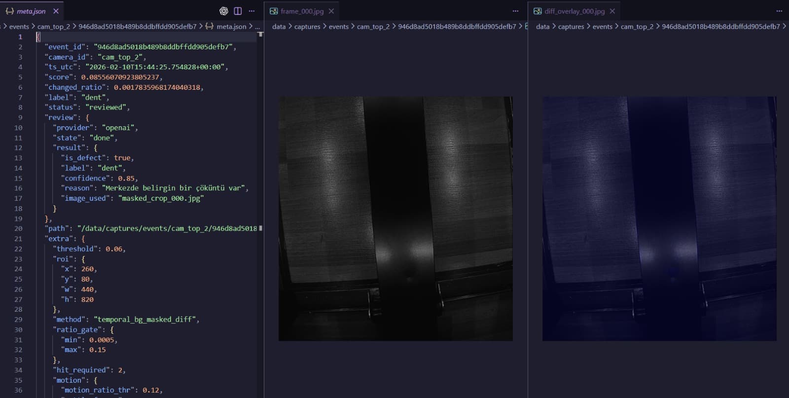 Canlı görüntü + ROI